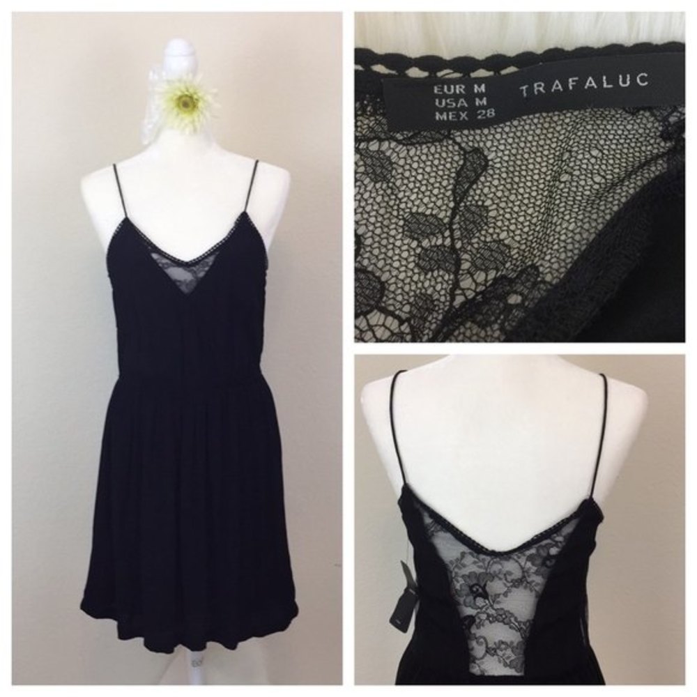 Zara Trafaluc Lace Black Dress sz M